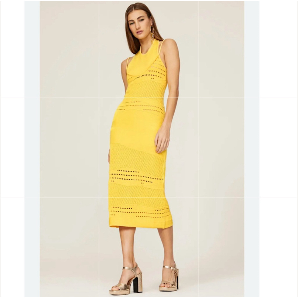 Esteban Cortazar Crochet Knit Midi Dress
